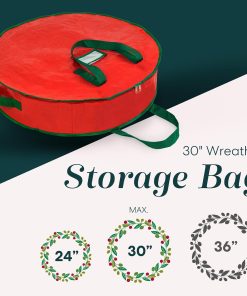 Alternative view of Handy Laundry Christmas Wreath Storage Bag - 2-PACK Durable. Tarp Material. Zipper. Sturdy Carry Handle. Dust. Pest Protection - Ideal Home. Garage Organization for Holiday Wreath Decoration (30)