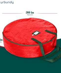Alternative view of Heavy Duty Wreath Storage Bag 30 Inch. 1-Pack - Christmas Wreath Storage Container Red - Waterproof Plastic Material Wreaths Holder Storages - Holds 30 Inch Wreaths For Year Round