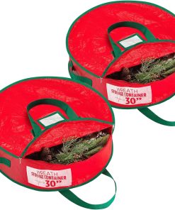 Handy Laundry Christmas Wreath Storage Bag - 2-PACK Durable. Tarp Material. Zipper. Sturdy Carry Handle. Dust. Pest Protection - Ideal Home. Garage Organization for Holiday Wreath Decoration (30)